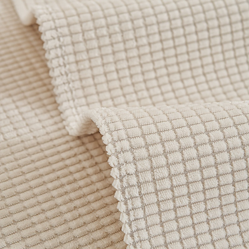 Water-Resistant Velvet Sofa Cover for 1-4 Seat L-Shaped Sofas Pet-Friendly Non-Slip Machine Washable Gray Textured Fabric