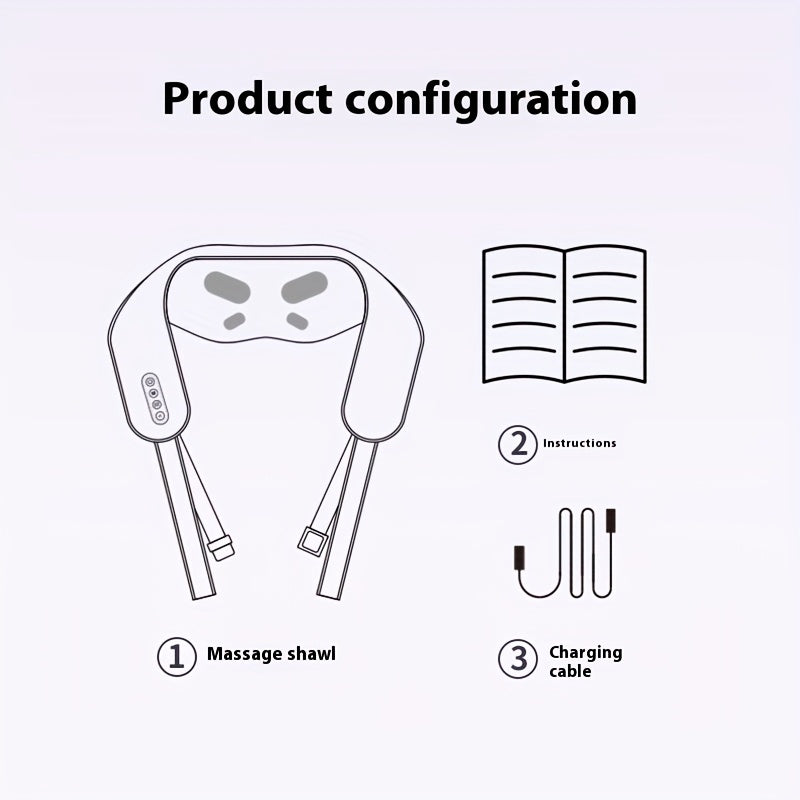 Wireless Neck and Shoulder Massager with 6-Claw Massage Head Heating Function Soft Breathable Fabric and Back Strap