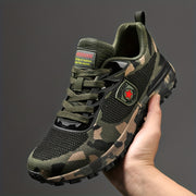 Men's Lightweight Camouflage Fabric Sneakers for Outdoor Activities Low-Top Lace-Up Anti-Slip