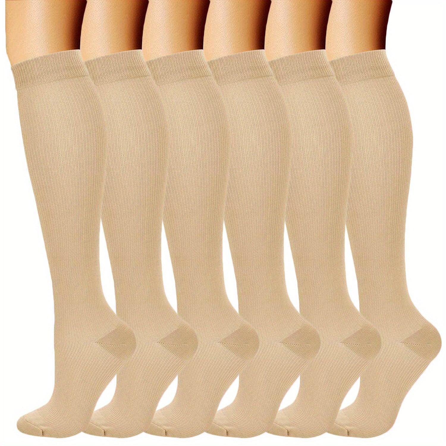 Unisex Compression Socks 6 Pairs Breathable Knit Sports Stockings for Running Cycling Basketball Football Hiking