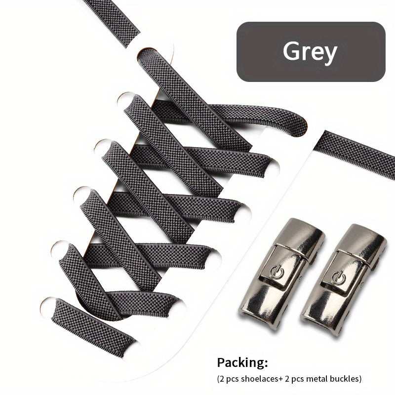 Unisex Elastic No Tie Shoelaces Set Widened Flat Dress Shoe Laces