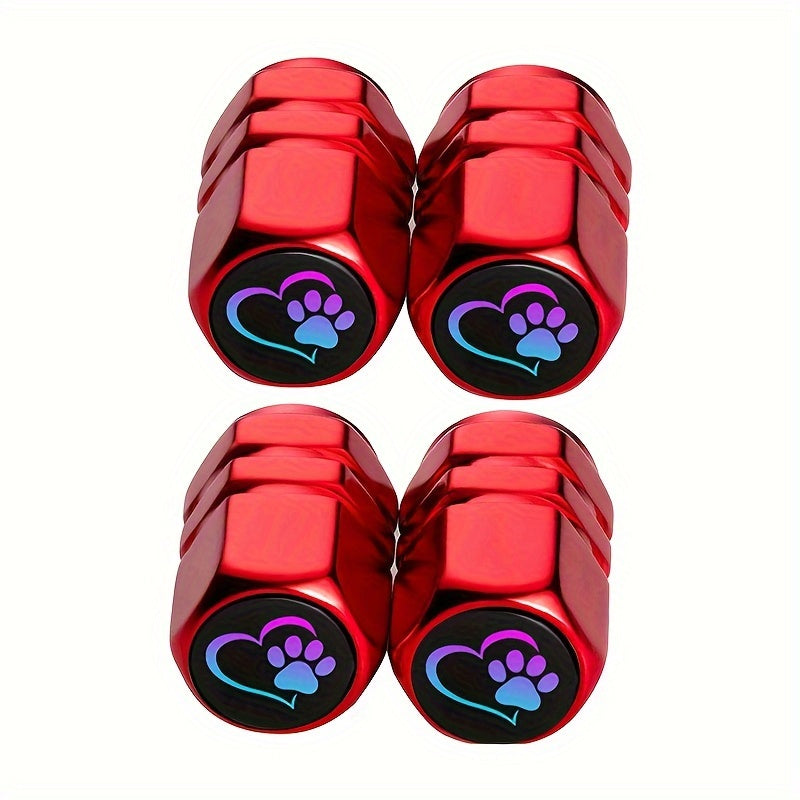 4PCS Tire Valve Covers Auto Car Truck SUV Motorcycle Colorful Footprint
