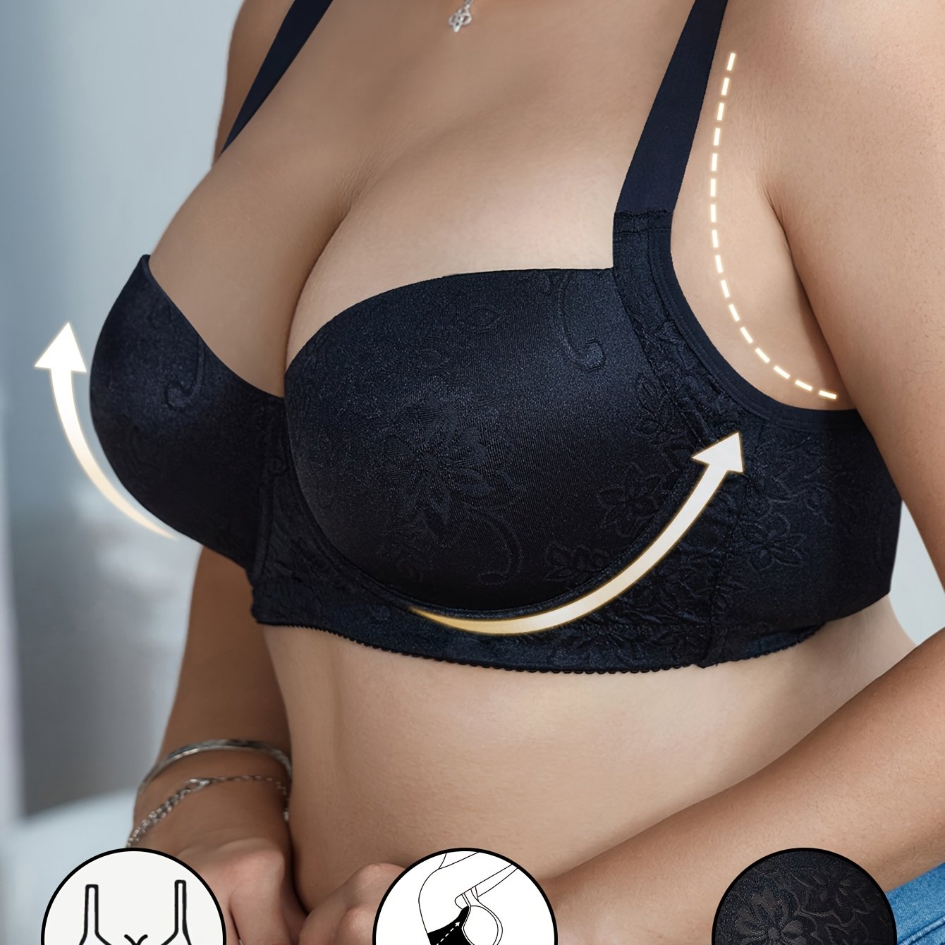 Plus Size Seamless Underwire Bra with Non-Removable Pads and Nylon Blend