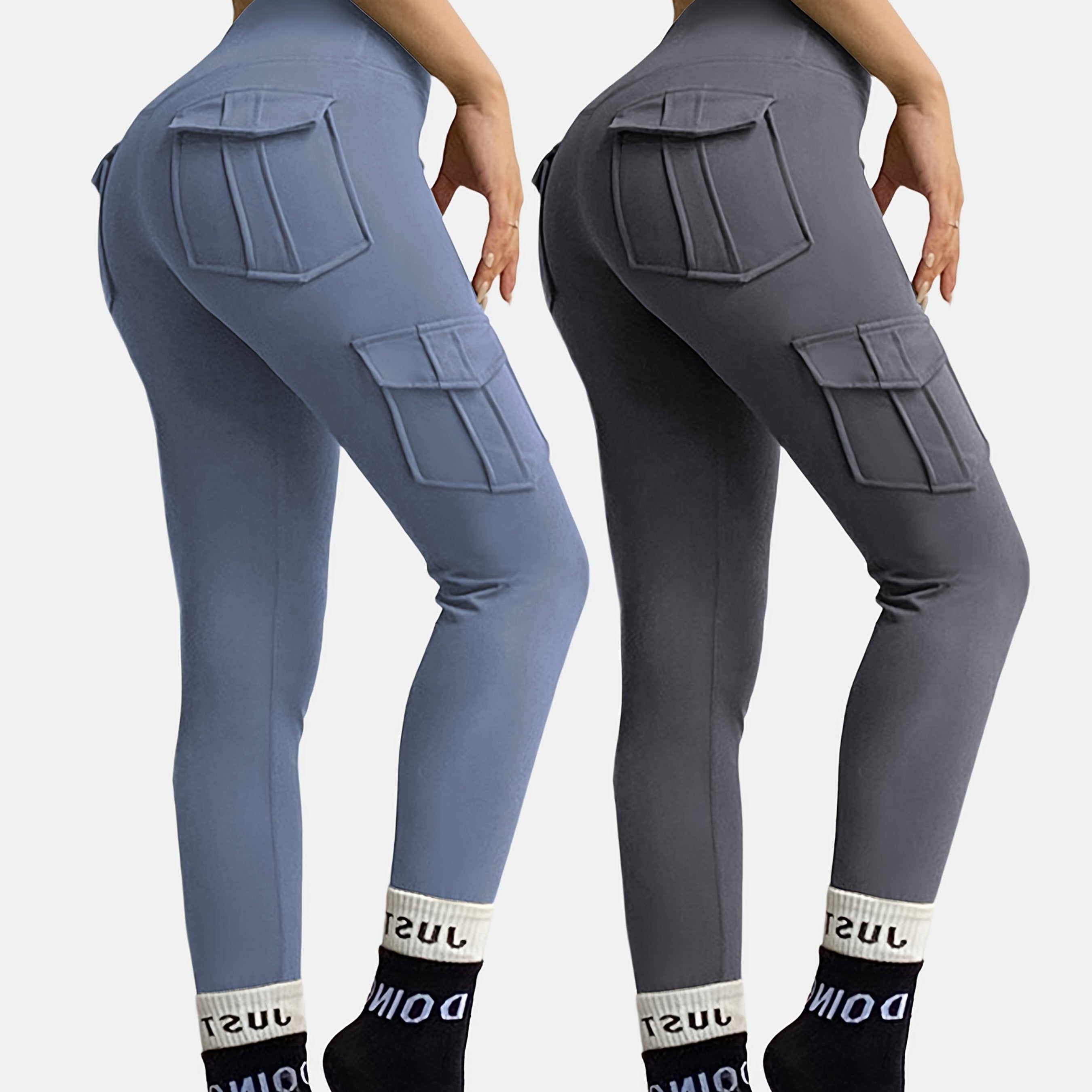 Plus Size Women's High Waist Yoga Pants 2 Pack with Pockets Breathable Comfortable