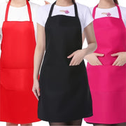 Waterproof Polyester Apron with Pockets for Cooking BBQ and Salon Use in Red Black Pink