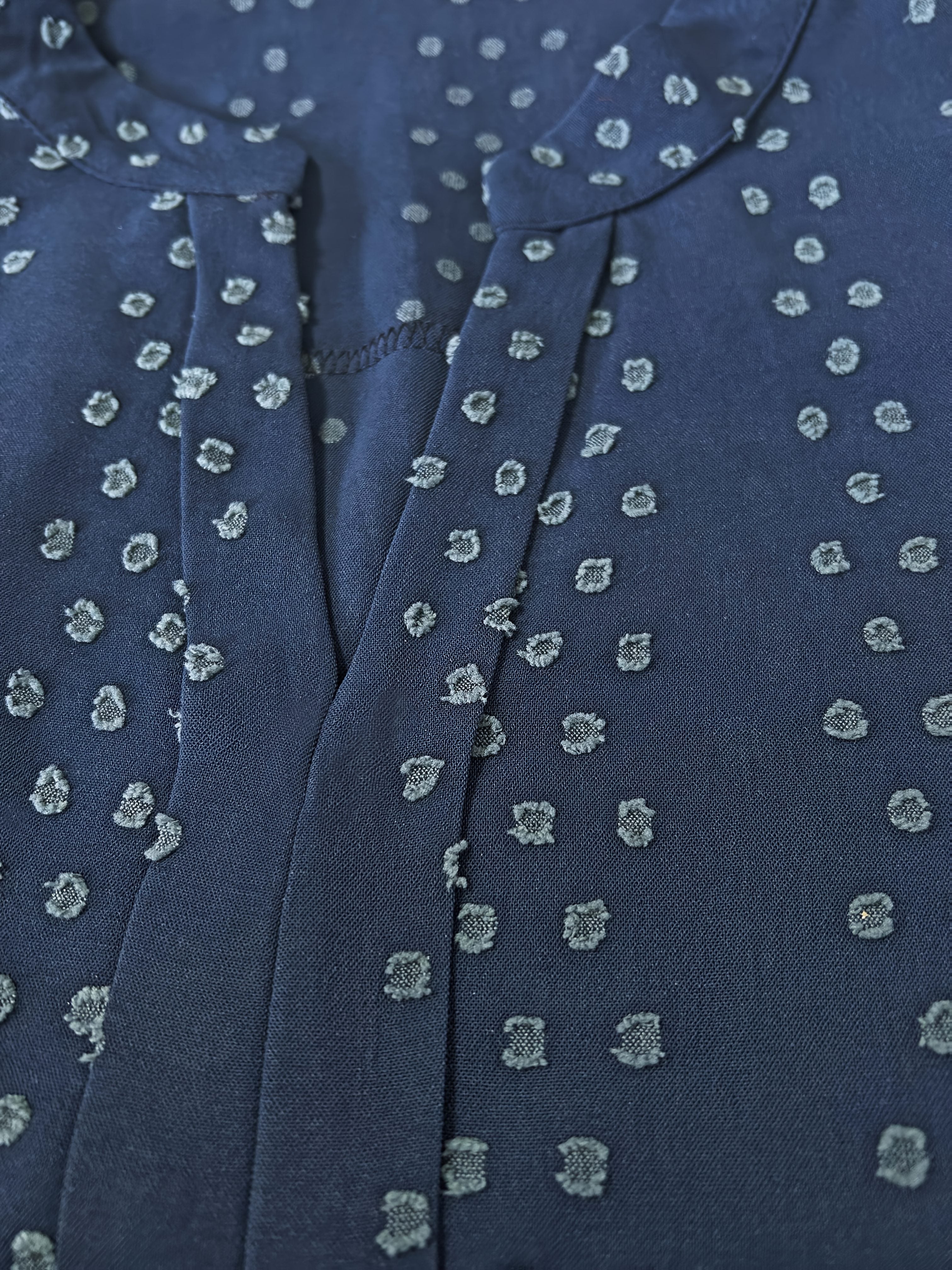 Women's Polka Dot Blouse Plus Size Stand Collar Summer Eight-Sleeve Polyester Spandex