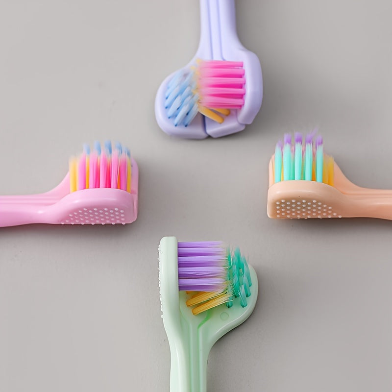 Взрослая мягкая жесткая щетина зубная щетка с 360-градусной тройной головкой из полипропилена