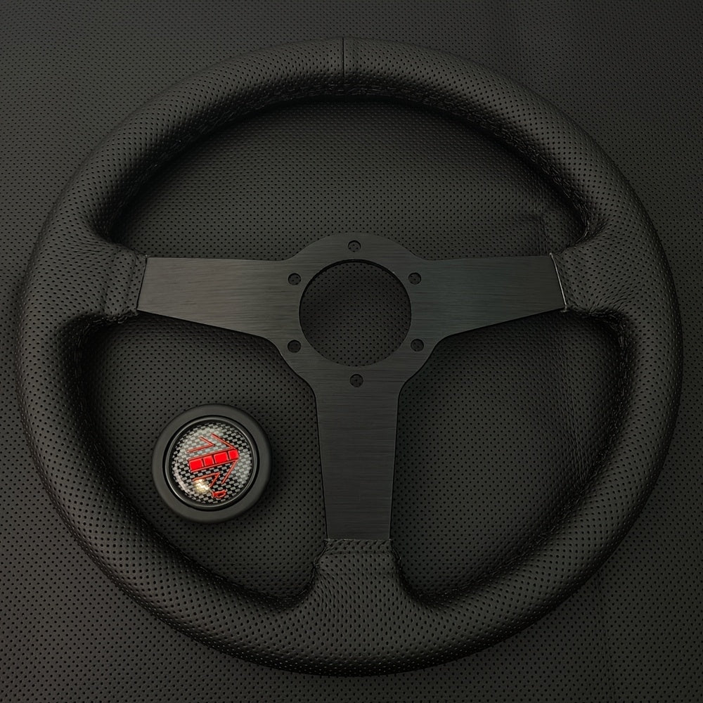 Drift Steering Wheel Flat 33.02cm Racing Rally Style Perforated Leather