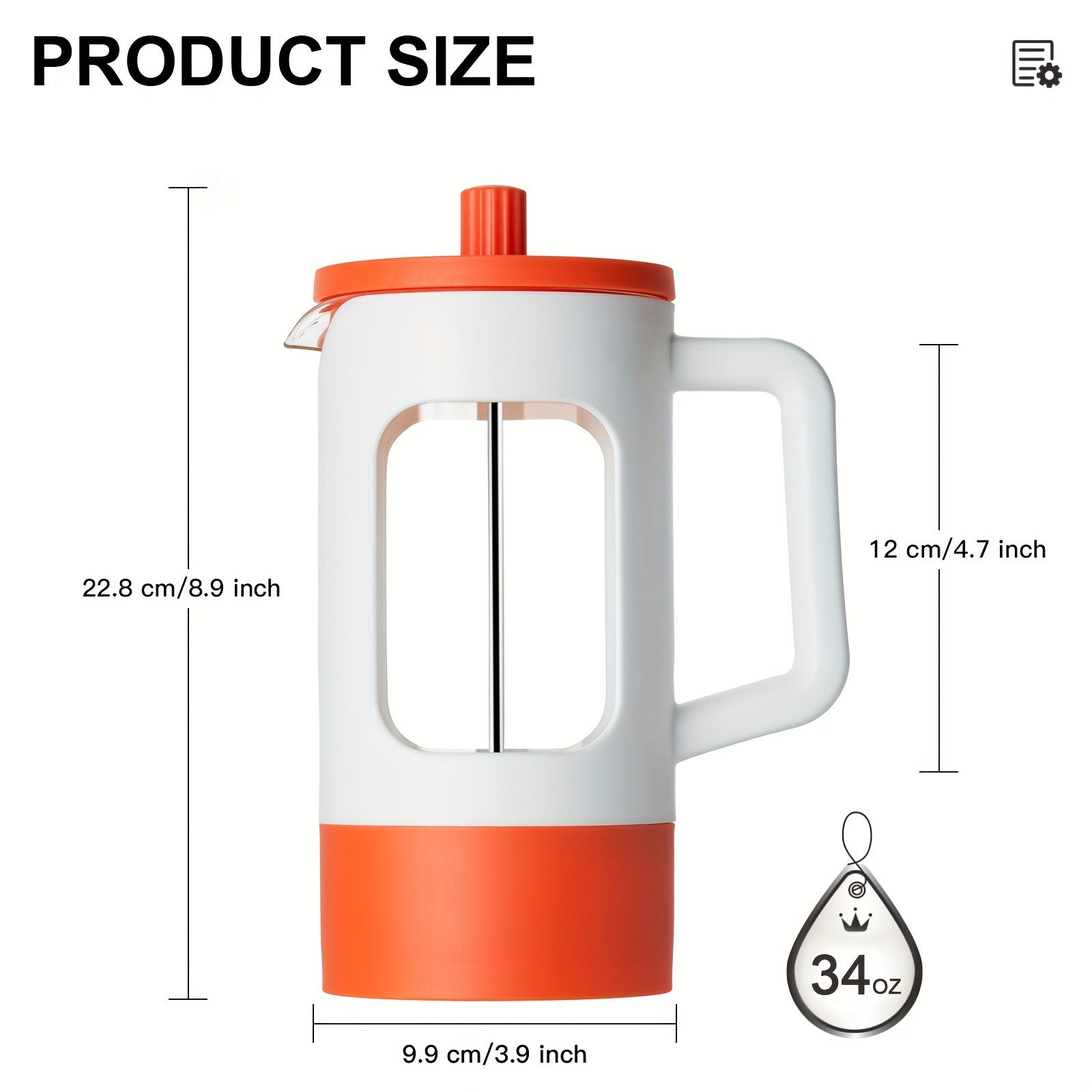 French Press Coffee Maker 350ml 600ml 1L Glass Stainless Steel Manual Brew