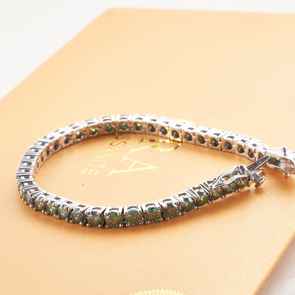Moissanite Tennis Bracelet in Sterling Silver with Gift Box for Anniversary Wedding Birthday