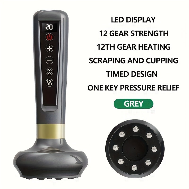 Electric Cupping Massage Device with Adjustable Power Levels and Heating Scraping