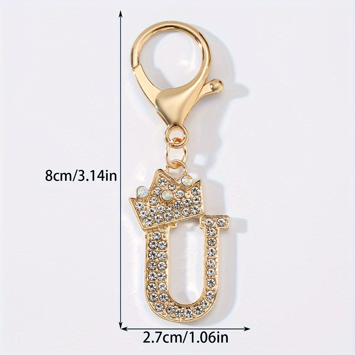 Men's Zinc Alloy Keychain with Artificial Diamond Crown and Letter Charms