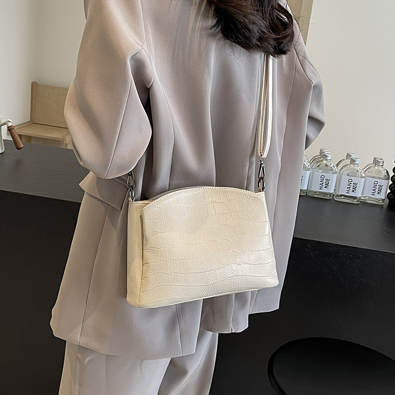 Bolso de mujer de cuero cruzado con diseño de múltiples capas y correa desmontable