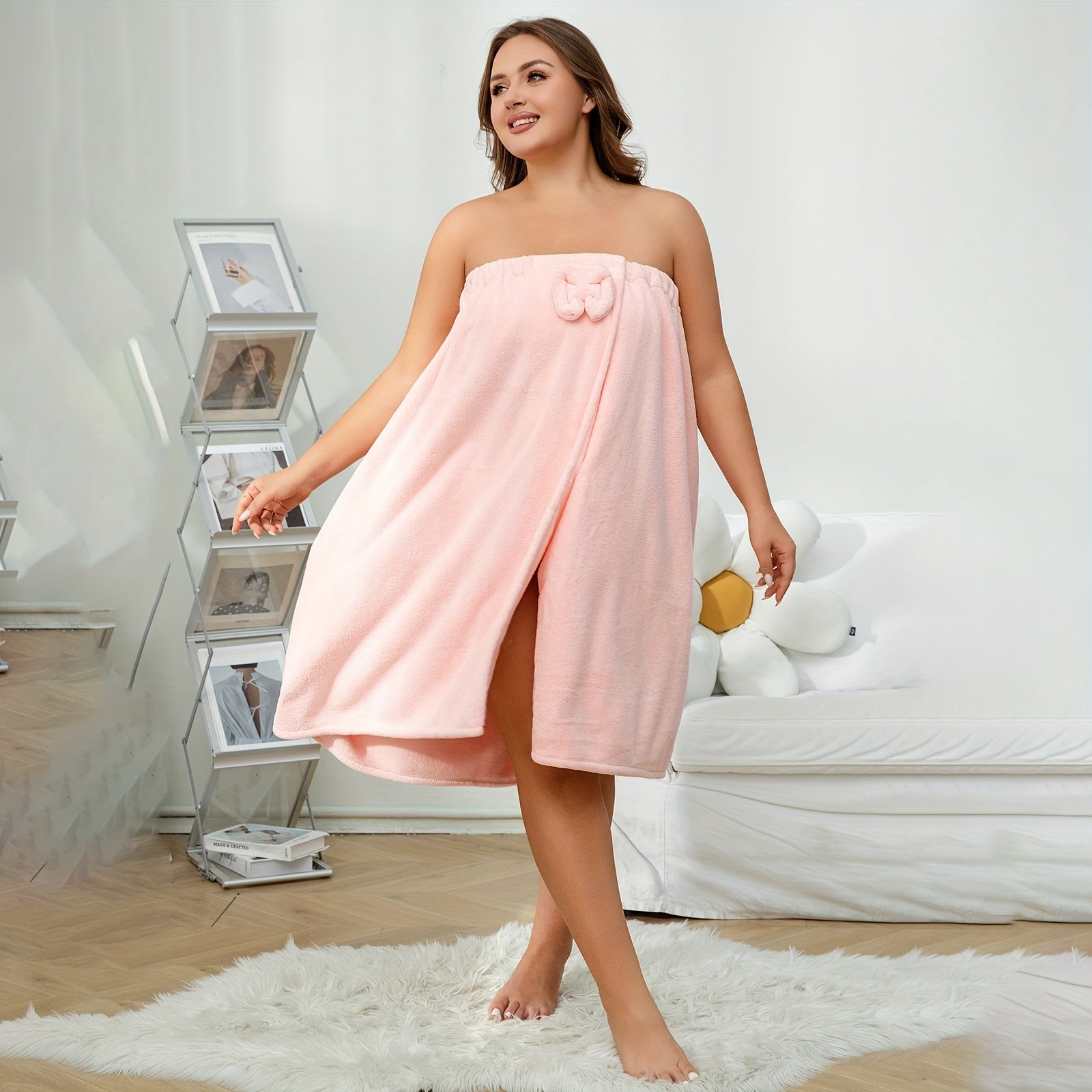 Plus Size Bathrobe for Men and Women Oversized Soft Cotton with Shower Cap