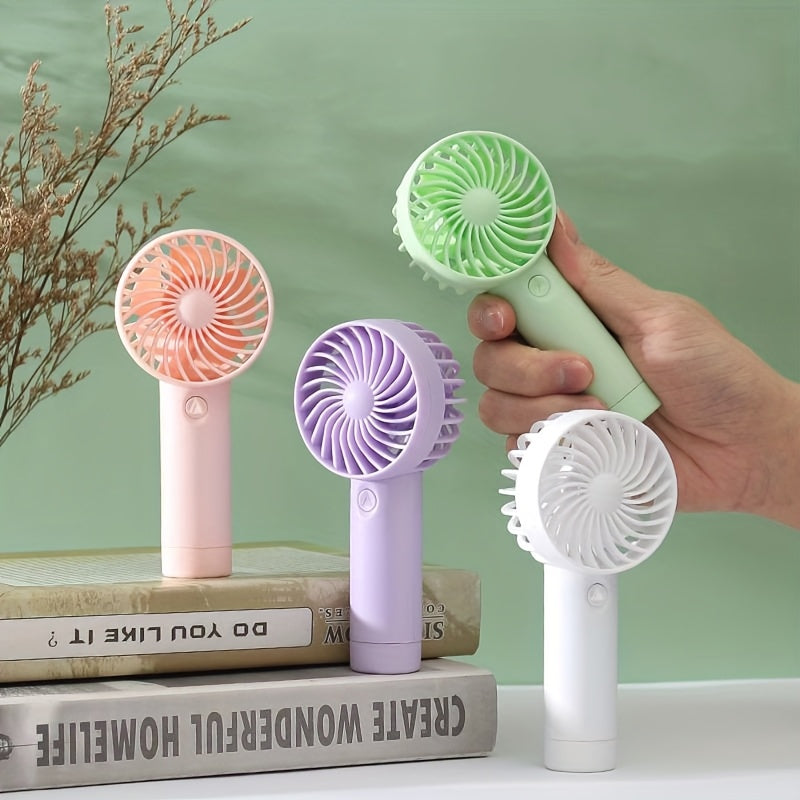 Portable Handheld Mini Fan USB Rechargeable 3-Speed Compact Personal Cooling Pink Purple