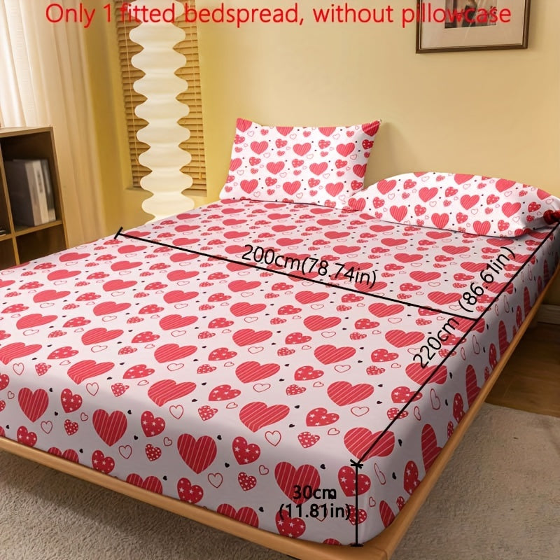 Simple Love Print Brushed Fitted Sheet Deep Pockets Soft Mattress Protector for Bedroom or Guest Room