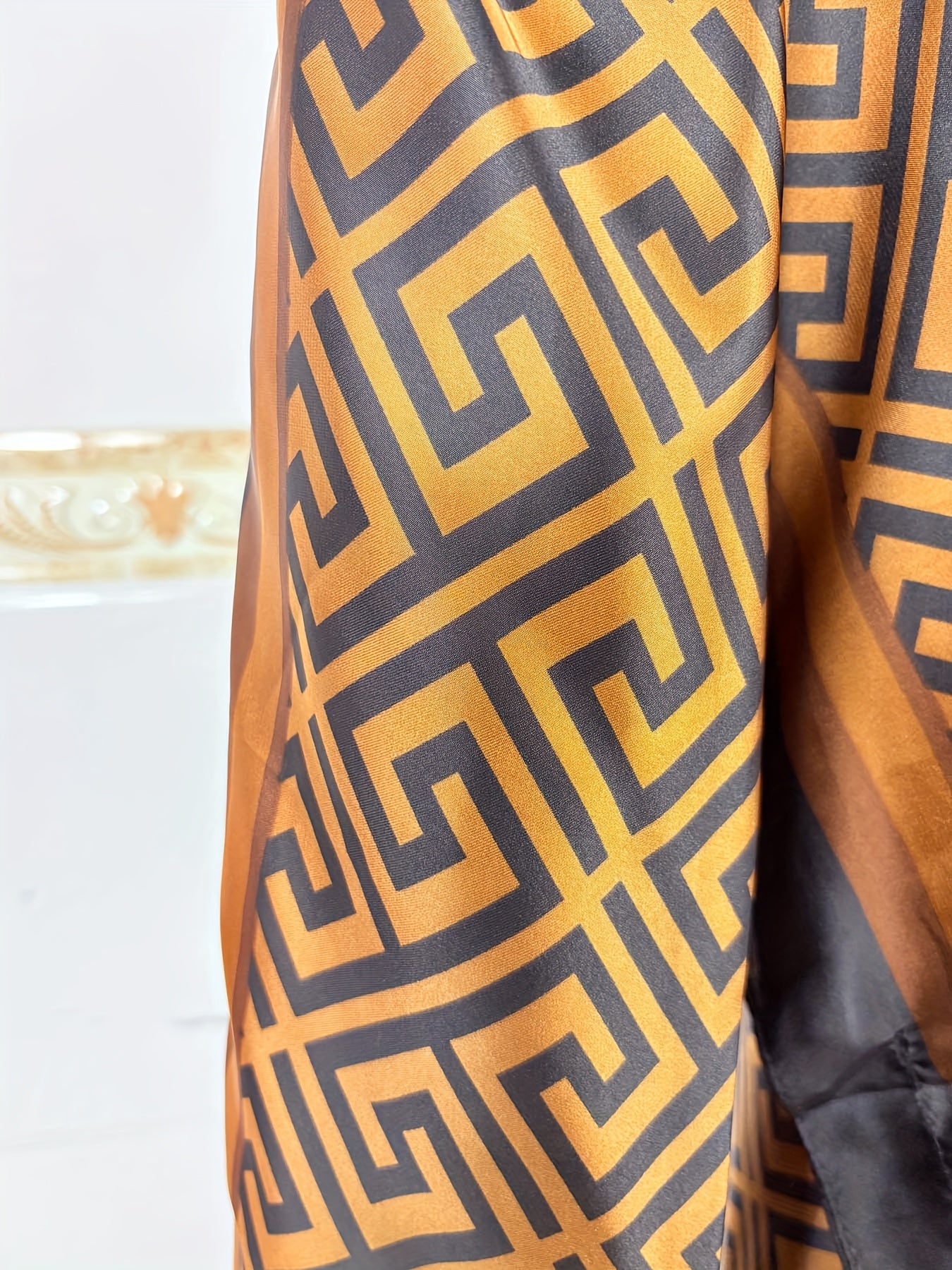 Pañuelo de talla grande con estampado floral de poliéster transpirable de corte holgado con mangas batwing