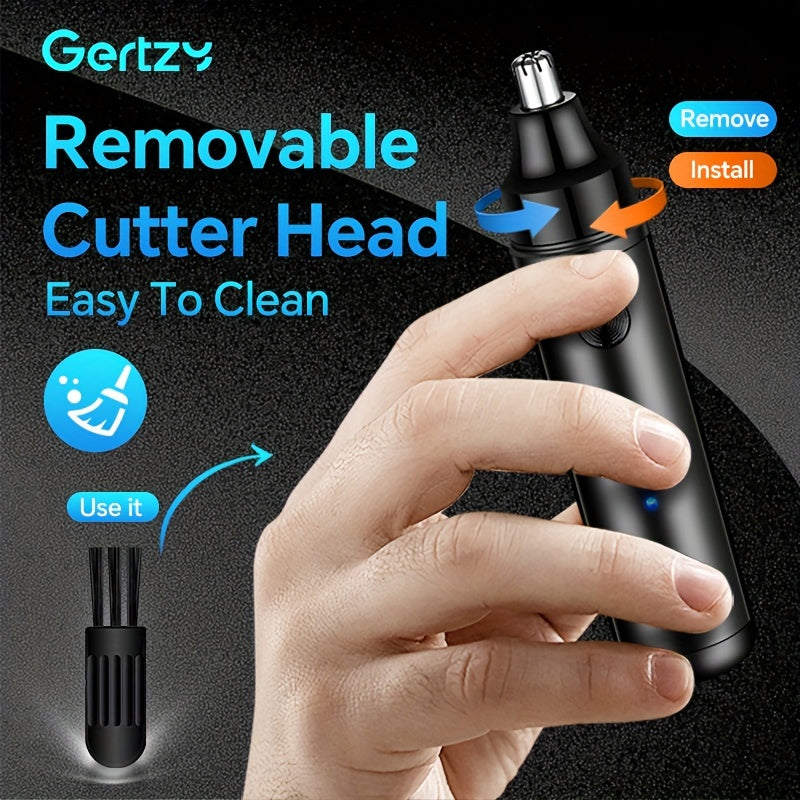 GERTZY Elektr trimmer: burun va quloq sochlari, qoshlarni parvarish qilish, zanglamaydigan po'latdan yasalgan pichoq, sukutli motor, USB Type-C qayta zaryadlanuvchi 500mAh litiy batareya, portativ, og'riqsiz soch olib tashlash, ideal uchun
