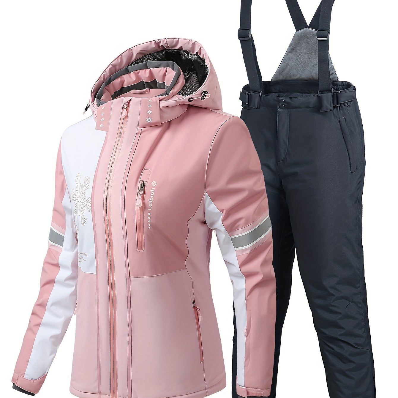 Women's Ski Suit Polyester Hooded Solid Color Zipper Fall Winter