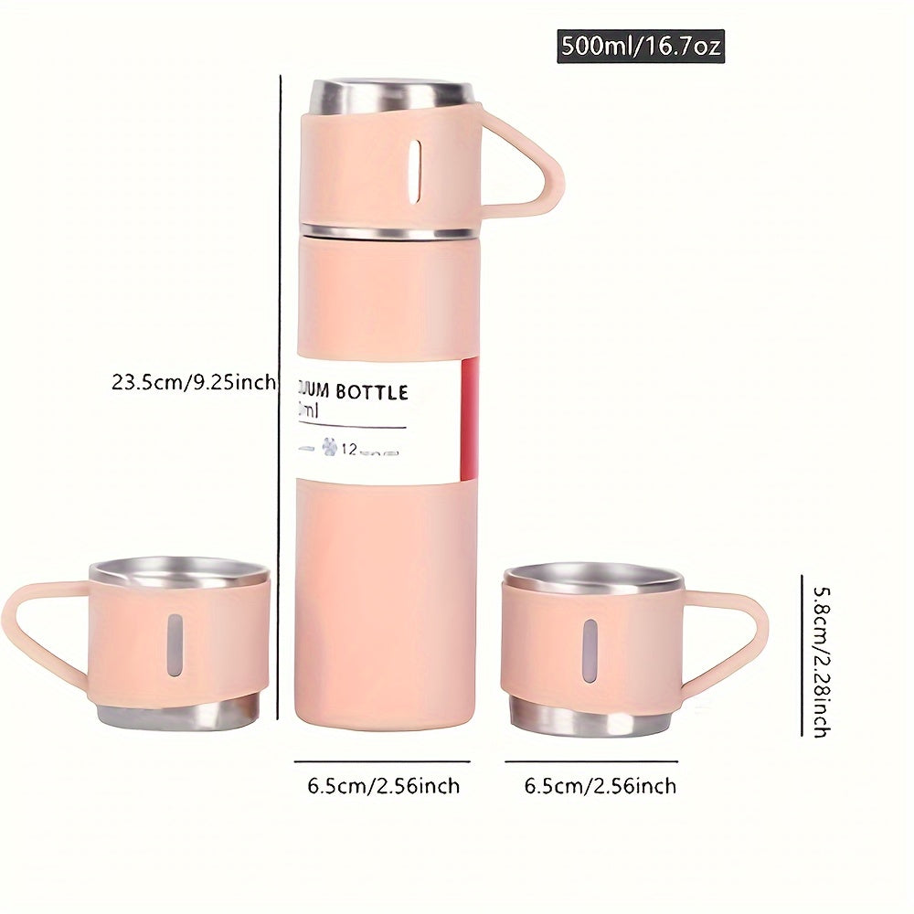 Stainless Steel Vacuum Insulated Water Bottle Set 500ml Travel Mug Gift