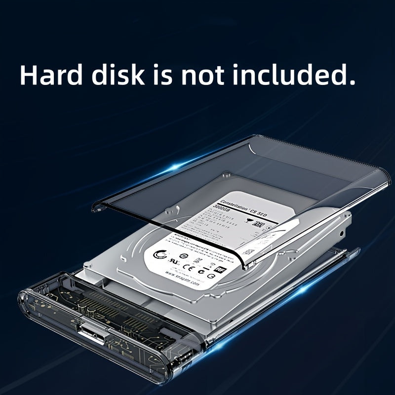 Transparent USB 3.0 External Hard Drive Enclosure for 2.5 Inch SATA HDD SSD