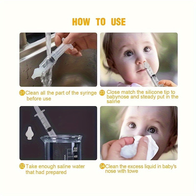 Set of 4 Baby Nasal Aspirators with 10ml Silicone Syringe for Infants 0-3 Years