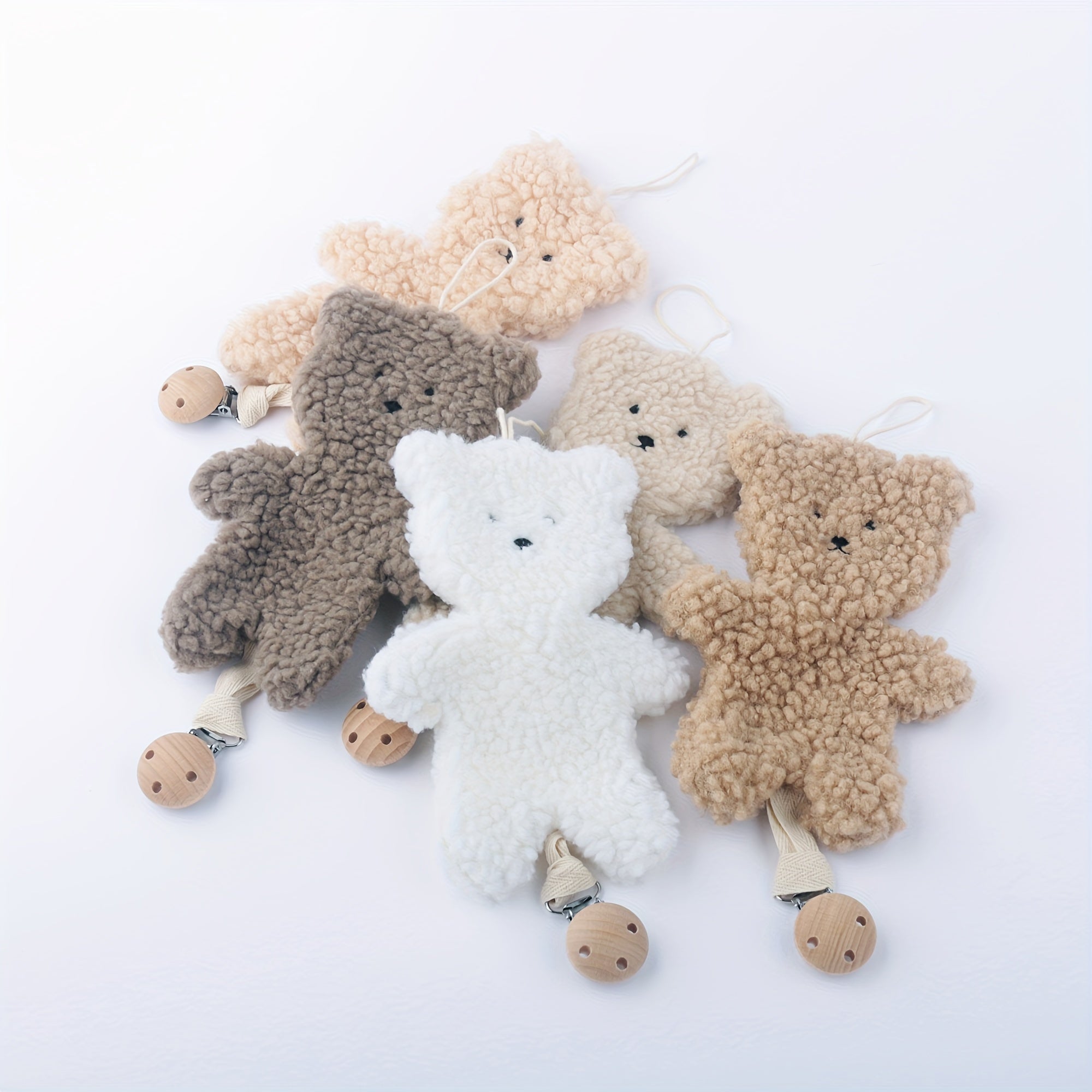 Cartoon Plush Bear Pacifier Clip with Soft Plush and Durable Clip