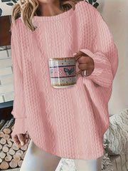 Plus Size Textured Sweatshirt Women Long Sleeve Crew Neck Casual Clothing