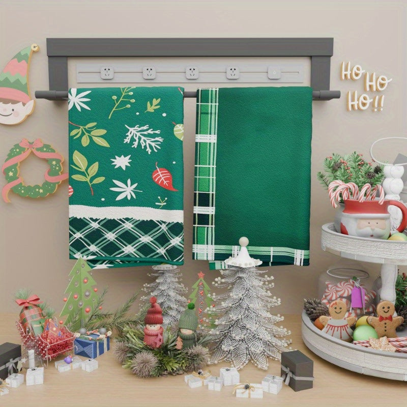 Juego de 2 toallas de cocina de invierno navideño 18x26 cm, toallas de té, decoración festiva, regalo suave
