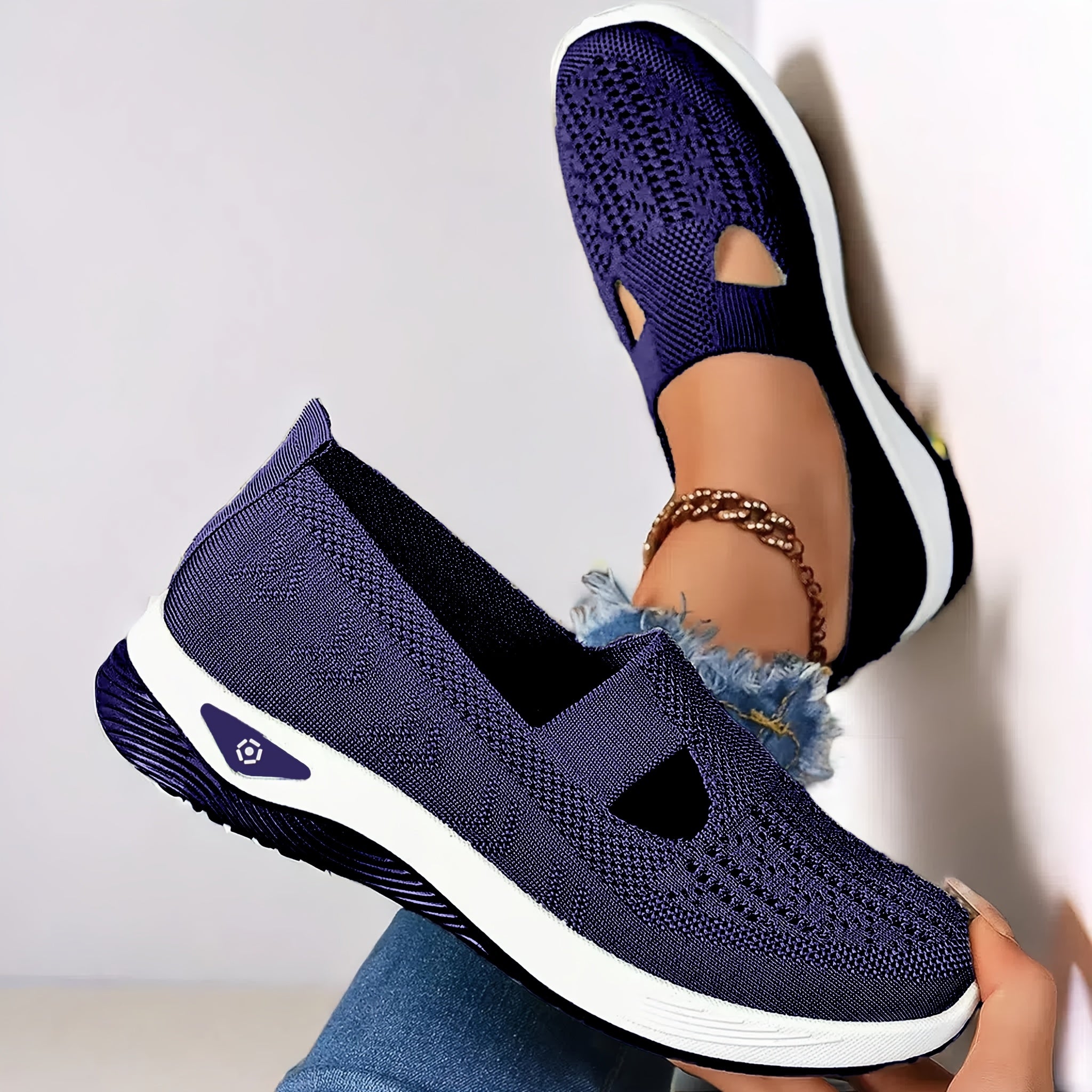 Women's Slip-On Casual Sneakers Low Top Solid Color Fabric Insole PVC Sole