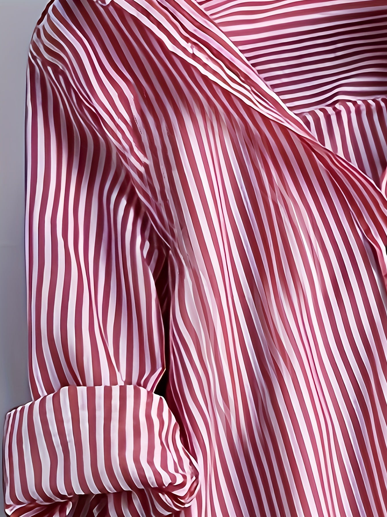 Women's Plus Size Striped Button-Up Shirt Long Sleeve Casual Blouse