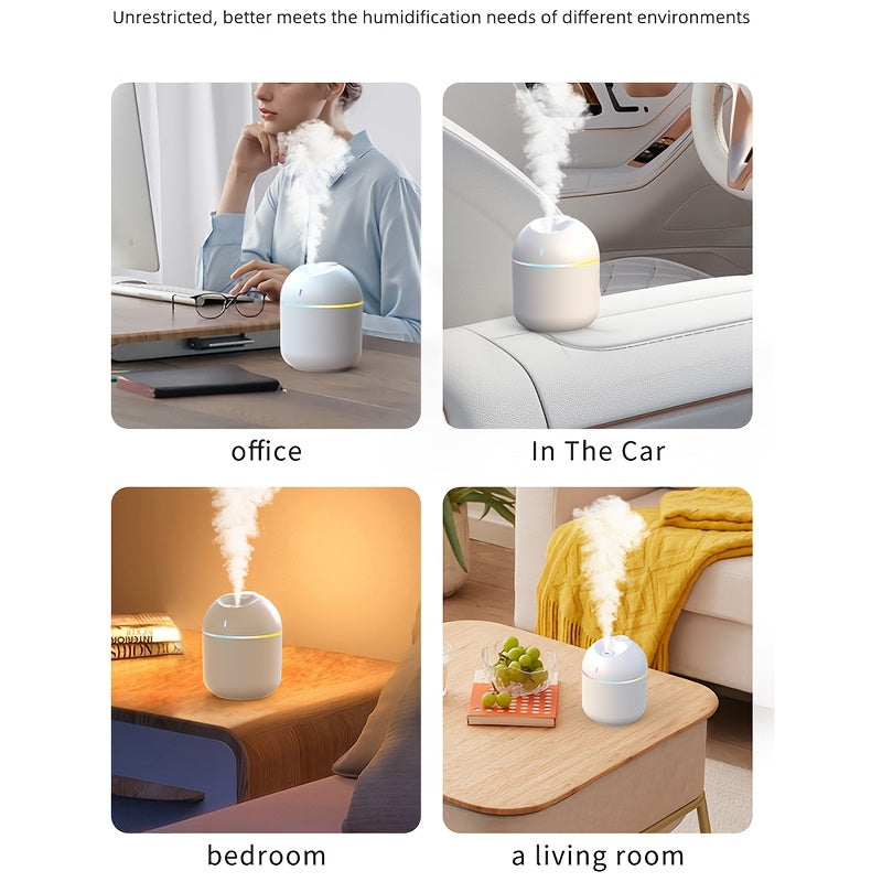 Мини-увлажнитель воздуха с USB, портативный, с 3 цветными ночными огнями, бесшумная работа для спальни, стола, автомобиля