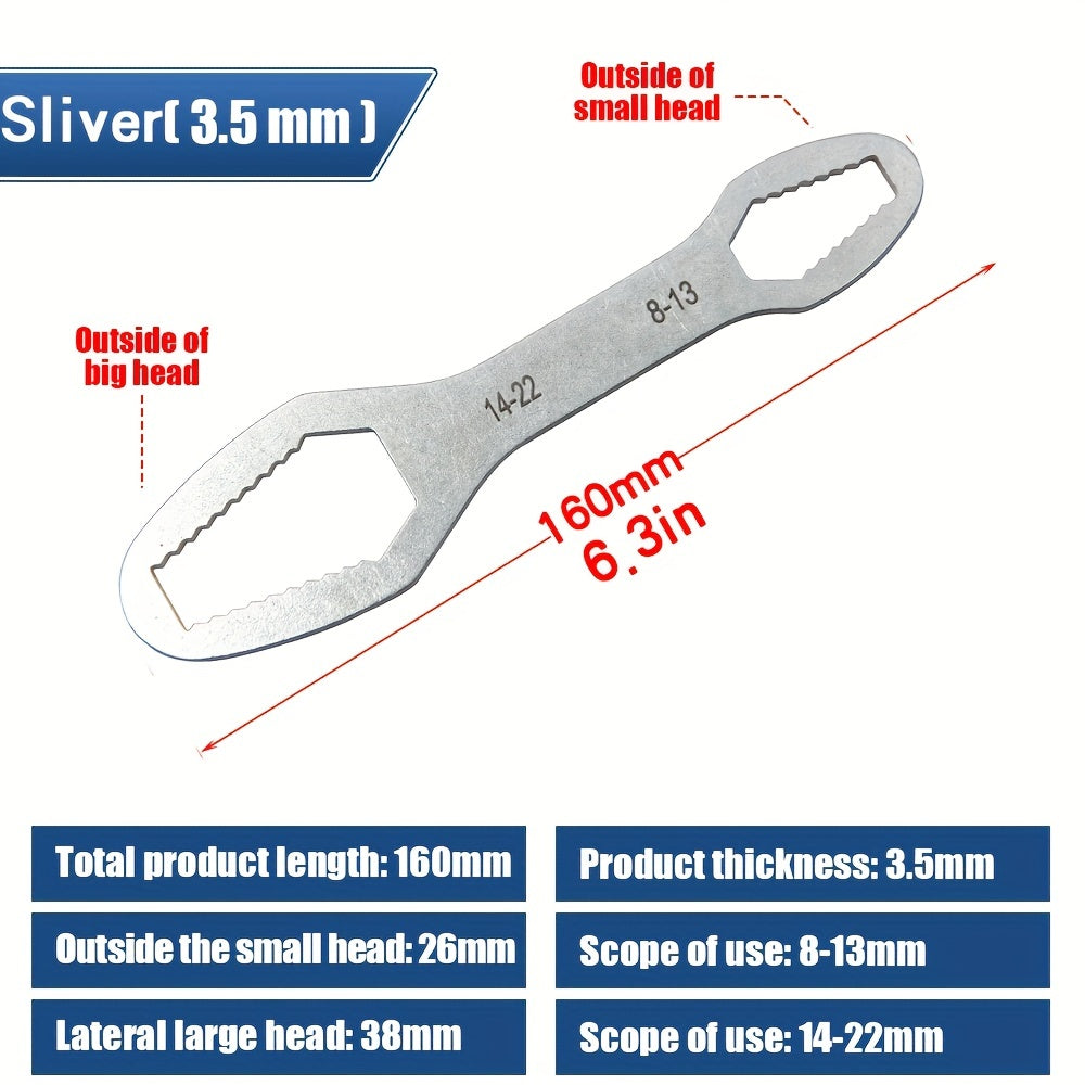 Double-Ended Plum Wrench 3.5mm Thickness for Screws and Nuts 8-22mm/3-17mm
