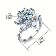 Sterling Silver 1ct Moissanite Halo Ring Wedding Band Engagement Jewelry