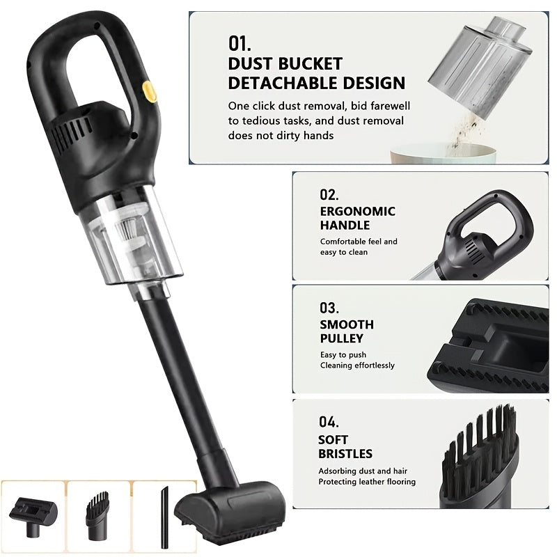 Qayrilmas qo‘l bilan ishlovchi changyutgich 25W past shovqinli, portativ, qayta zaryadlanadigan, gilam, mebel, avtomobil, uy, ofis uchun