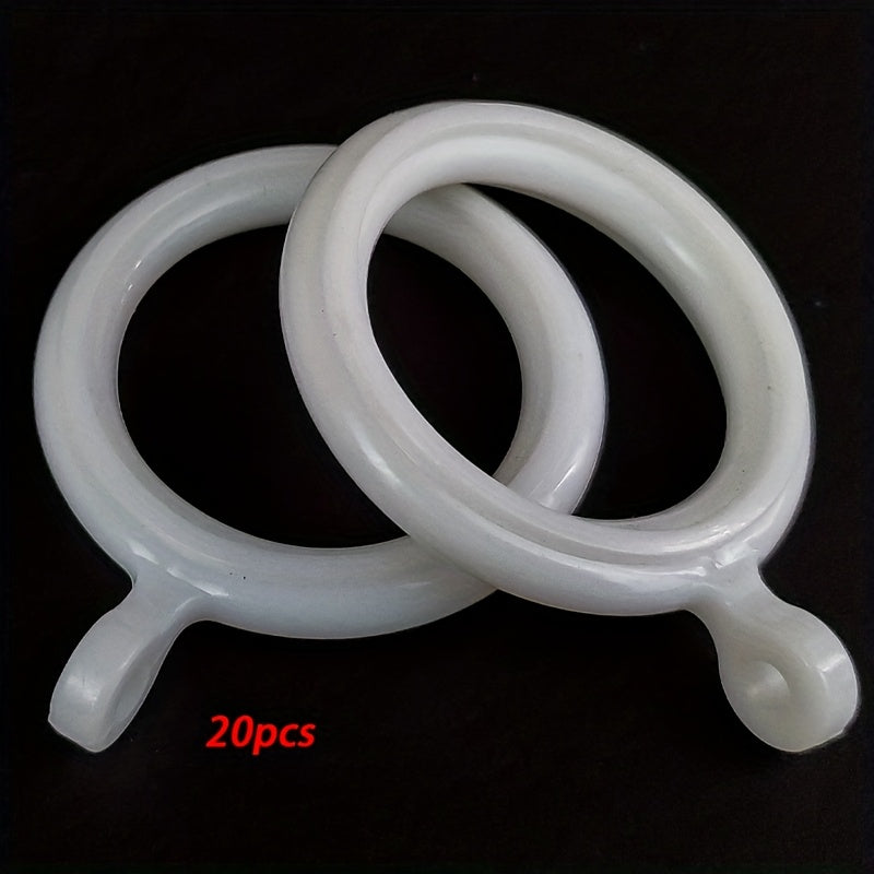 20 Durable Plastic Curtain Hooks Reinforced Rings for Bed Curtains and Drapes