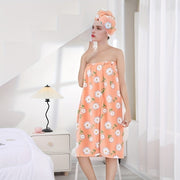 1 ta hammom yubkasi va soch sochiq to'plami, ayollar uchun koral velur materialidan tayyorlangan, juda namni o'zlashtiruvchi va kiyish uchun qulay. Dush yoki sauna so'ng sochni quritish uchun mukammal.