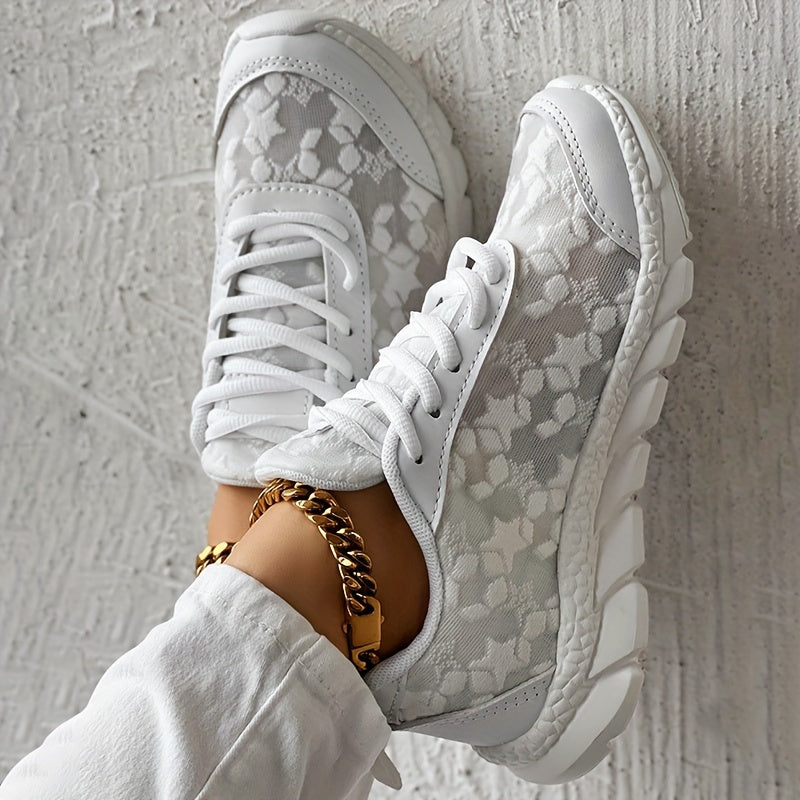 Women's Mesh Lace Sneakers Breathable Lightweight Casual Shoes