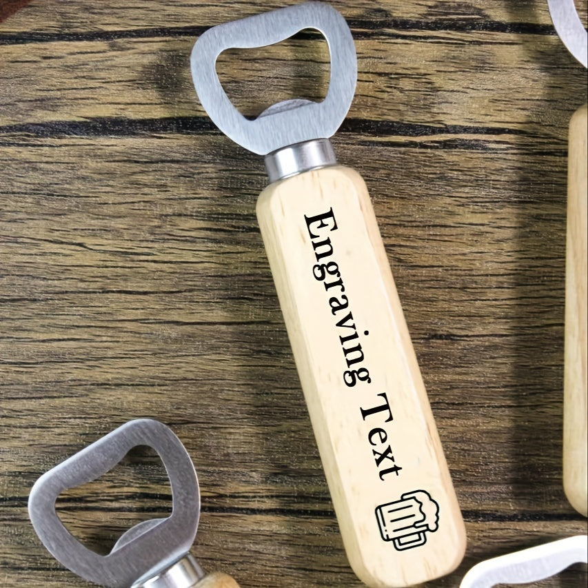 Pack of 50 Custom Engraved Wood Handle Bottle Openers Stainless Steel Beer Soda Opener