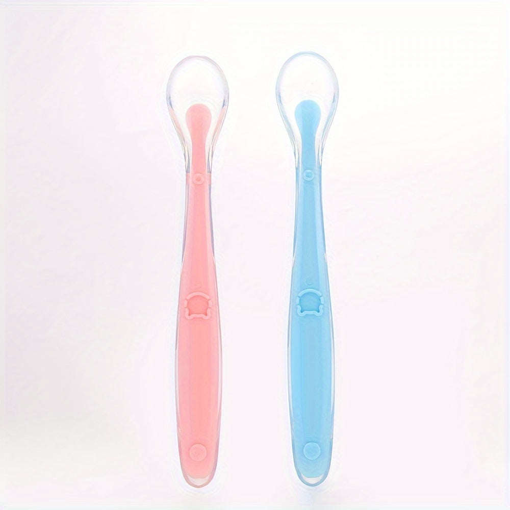 Two Packs Kids Silicone Feeding Spoons Durable Safe for 0 Year+