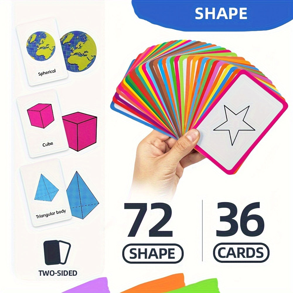 Educational Bilingual Flash Cards for Kids Ages 3 and Up 36 Double-Sided Paper Teaching Aids with Animals Fruits Vegetables Shapes and Body Parts
