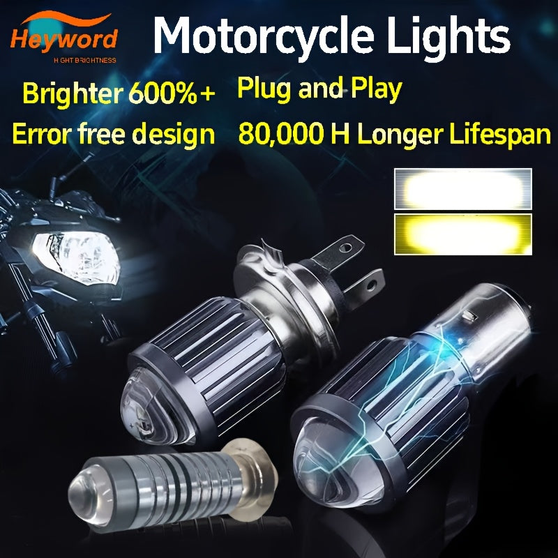 Motorcycle LED Headlight Bulb H4 Hi/Lo Beam 10000Lm Aluminum Shell