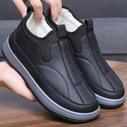 Men's Winter Snow Boots Casual Solid Color Short Slip-On Fabric Lined