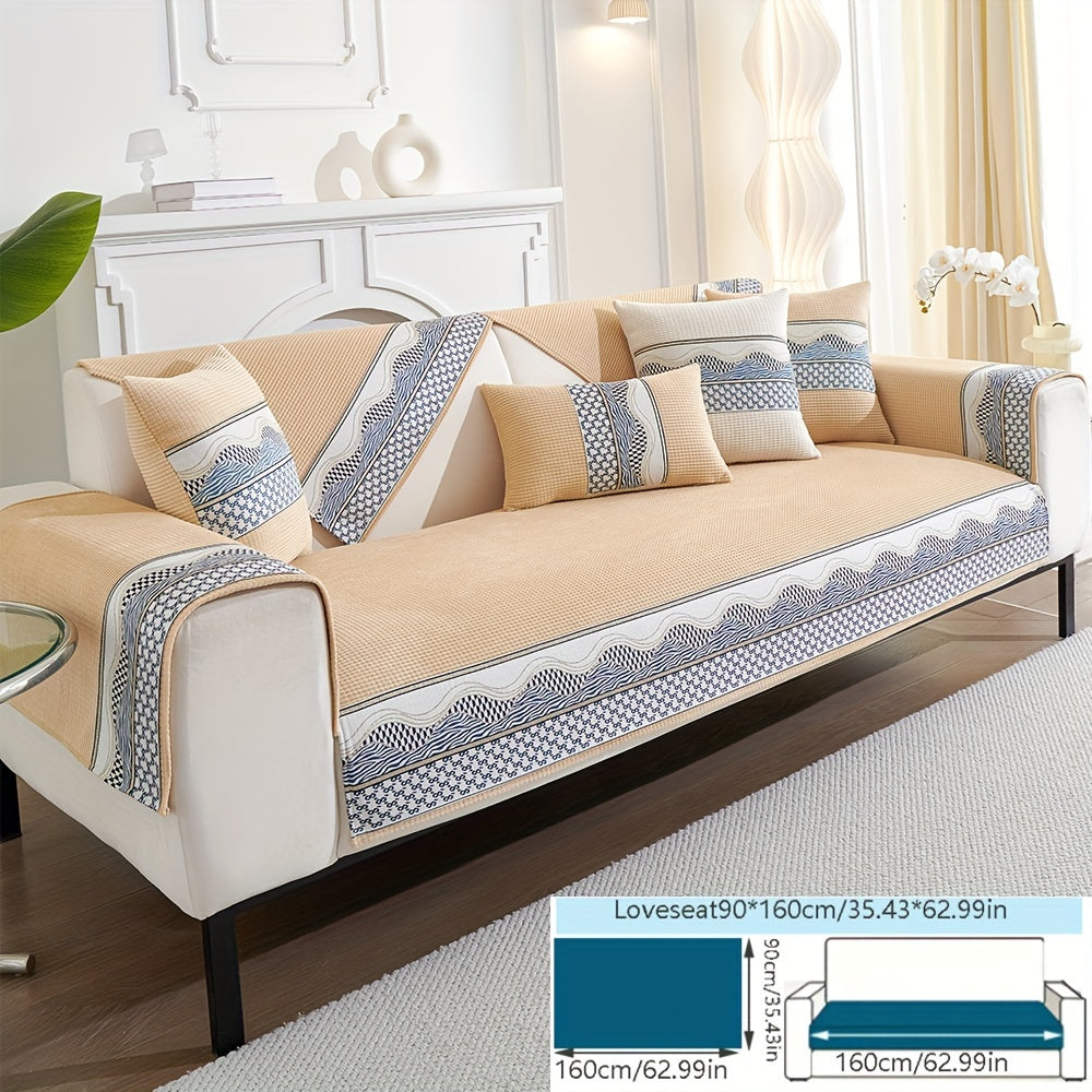 Velvet Sofa Cushion Cover Non-Slip Pet-Friendly All-Season Protecting Armchair Loveseat 3-4 Seater