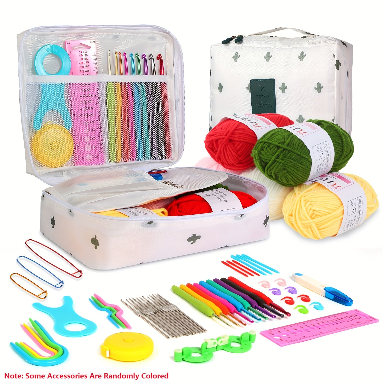 59-Piece Crochet Kit for Beginners with Metal Hooks Yarn Balls Needles and Case