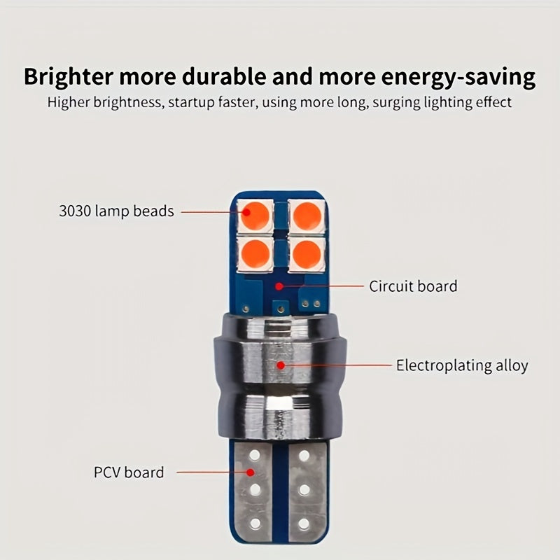 2pcs T10 W5W W16W LED Car Lights Dual-Color 3030 8SMD Canbus Error-Free