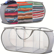 Pop-Up Laundry Hamper with Wide Opening and Side Pocket for Clothes and Toys