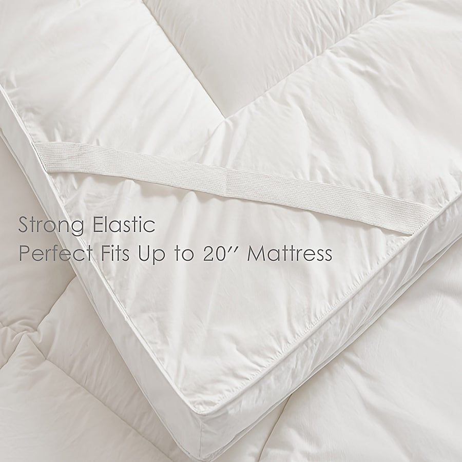 Cooling Mattress Topper Queen Quilted Down Alternative Breathable White 8-20 Inch