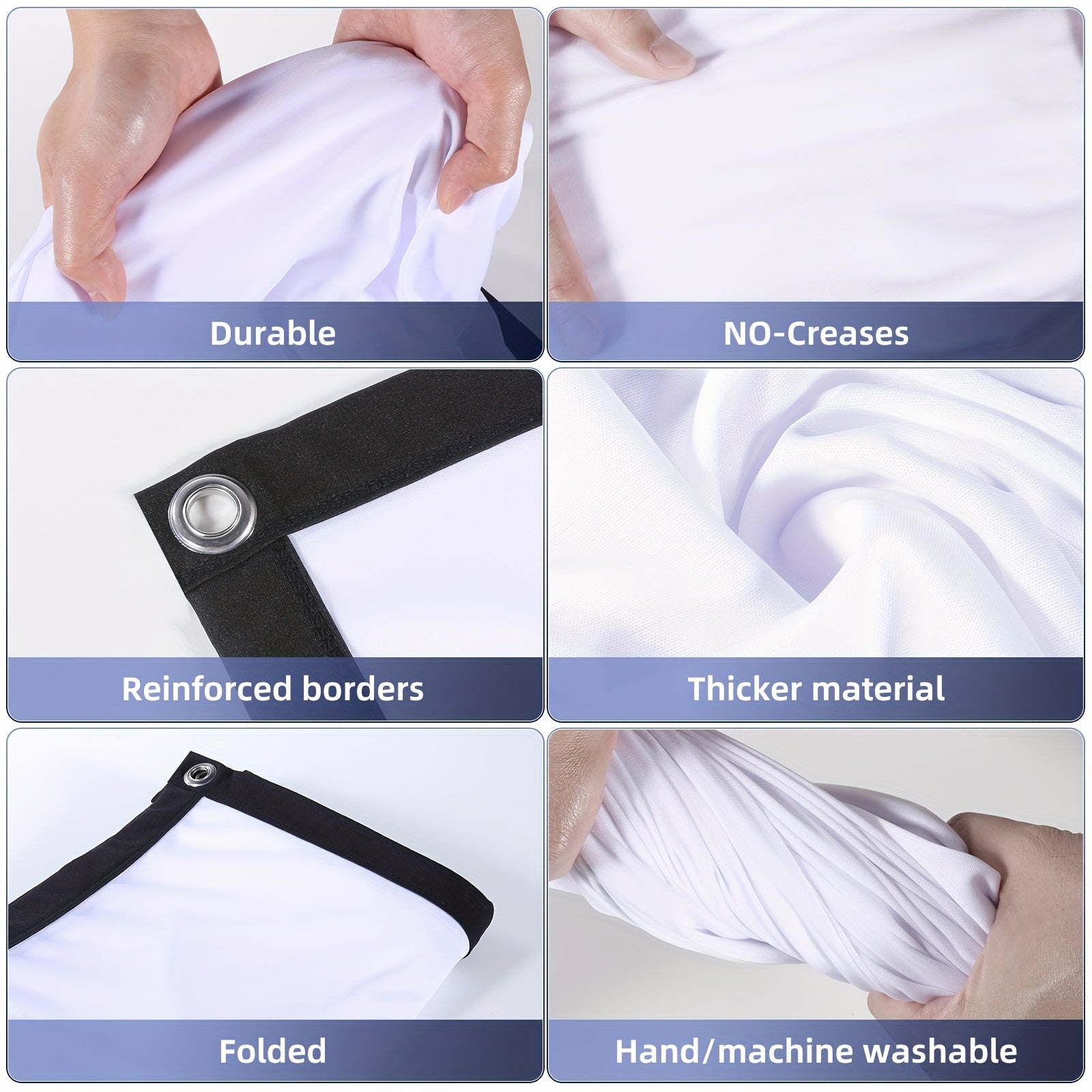 Portable 16:9 Polyester Projector Screen 60-150 Inch Indoor Outdoor Foldable Wrinkle-Resistant