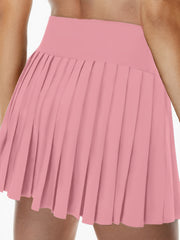 Women's Plus Size Pink Pleated High-Waisted Tennis Skirt for Yoga and Fitness